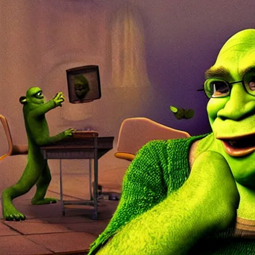 Image similar to stephen hawking shrek