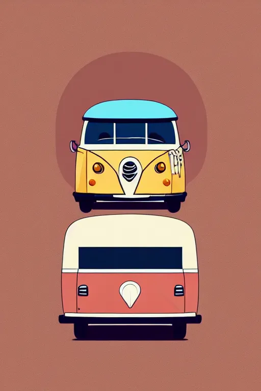 Image similar to minimalist boho style art of a colorful camper van, illustration, vector art