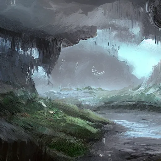 Image similar to caves of the salt marshes, artstation, digital art, concept art