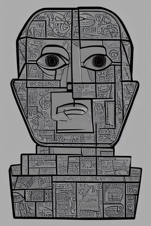 Image similar to cubist moai statue cutout digital illustration cartoon colorful beeple