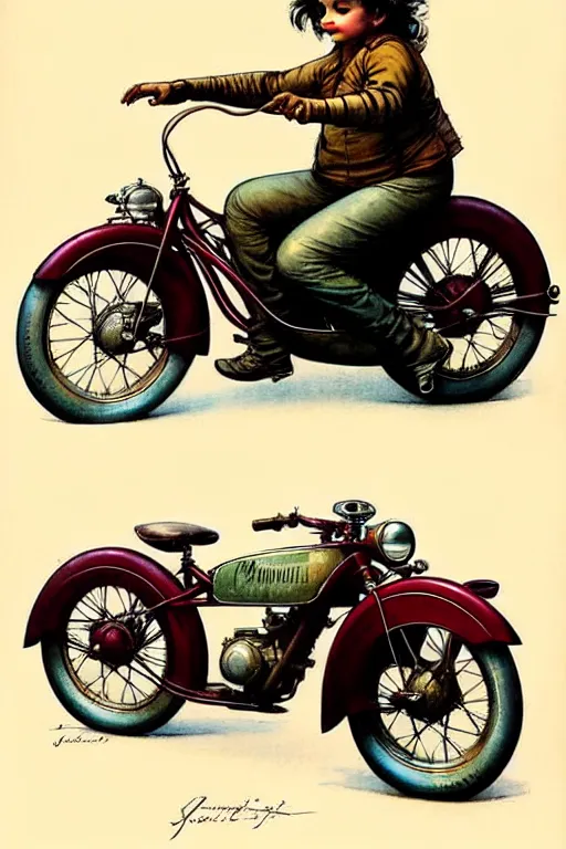 Prompt: (((((1950s indian motorcycle . muted colors.))))) by Jean-Baptiste Monge !!!!!!!!!!!!!!!!!!!!!!!!!!!