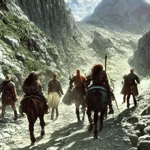 Image similar to followship of the ring entering moria moutain