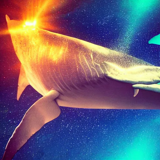 Prompt: whale swimming in galaxy, god rays, cinematic, insanly detailed, neon