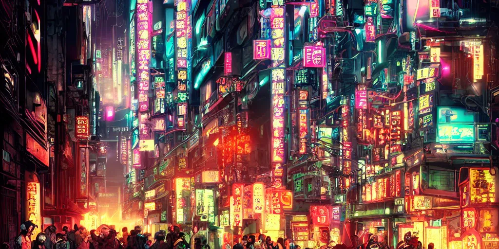 Intricate cyborgs on a cyberpunk Tokyo street with | Stable Diffusion