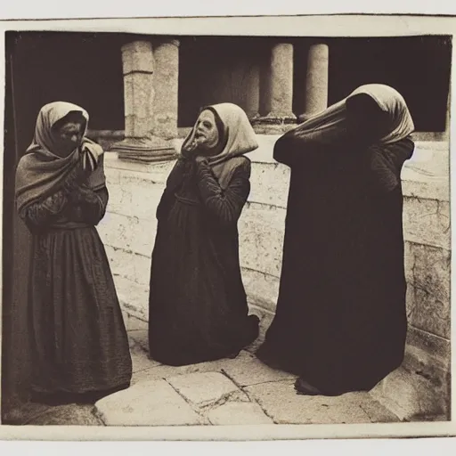 Image similar to photo of 3 women at the tomb of jesus by julia margaret cameron