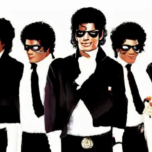 Prompt: five Michael Jacksons