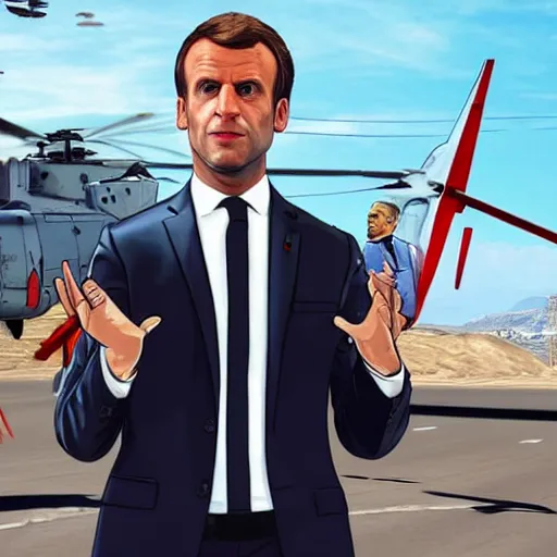 Prompt: Emmanuel macron, art of GTA 5,