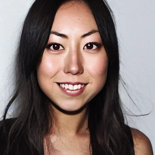 Prompt: a mix between karen fukuhara and aubrey plaza