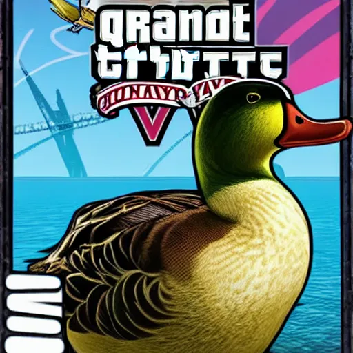 Image similar to a duck on the cover of grand theft auto v