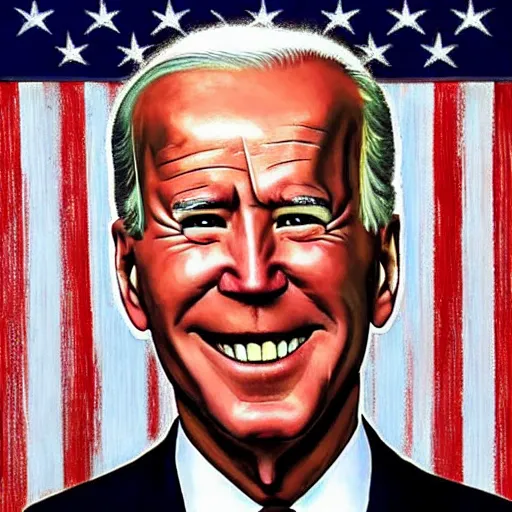 Prompt: An enamel portrait of Joe Biden