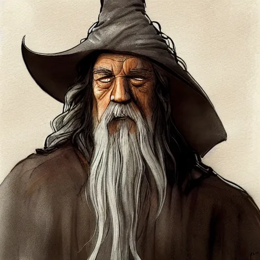 Image similar to Gandalf draws stares and glares at the busy Starbucks, concept art