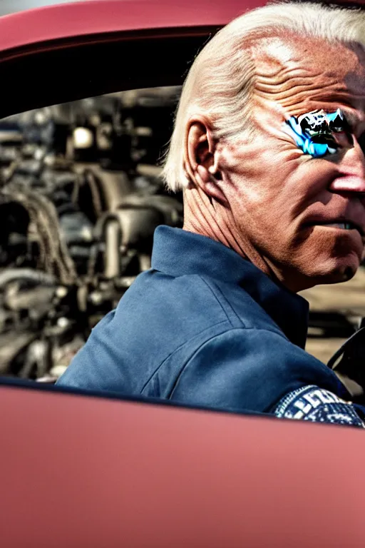 Image similar to [a still of Joe Biden in the movie Mad Max (2015), 4k, HD, high quality, octane]