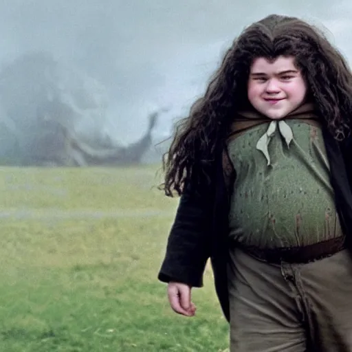 Prompt: a photo of young hagrid as a child