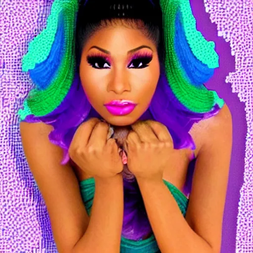 Image similar to nicki minaj famous rapper beautiful. IN MINECRAFT.