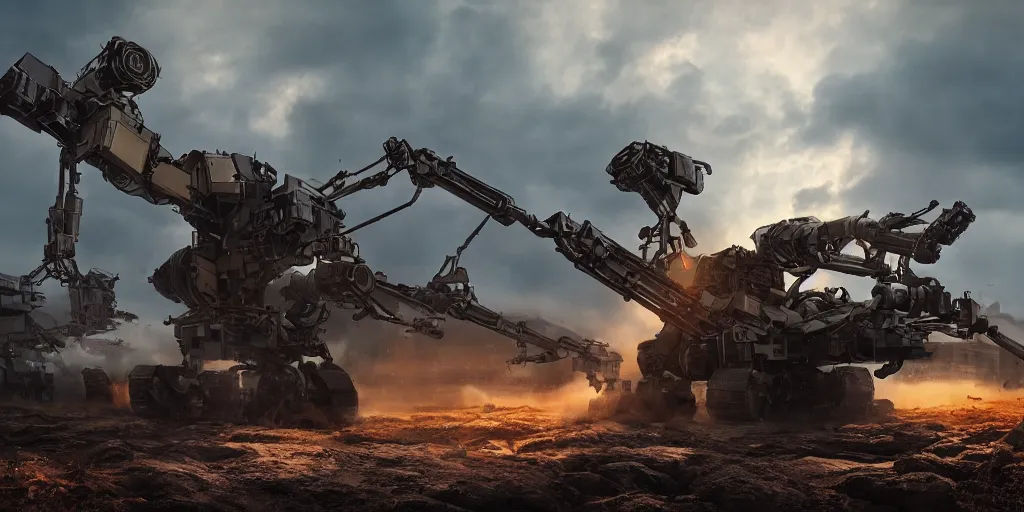 Image similar to artillery Mech, helsinki, cinematic composition, hyper realistic, 4k resolution