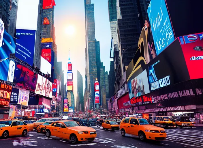 Image similar to film still of the moon shattering into pieces over time square in the new disaster movie, 8 k, night time