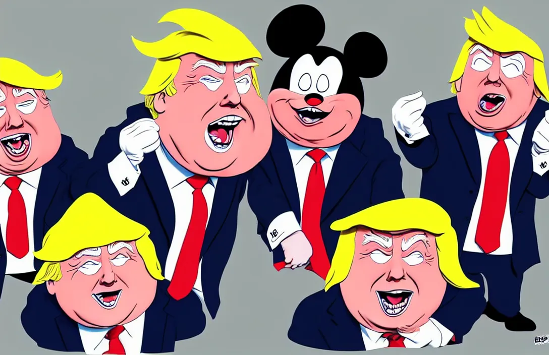 Prompt: boris johnson and donald trump as disney version of tweedle dee and tweedle dumb, in the style of kim jung gi