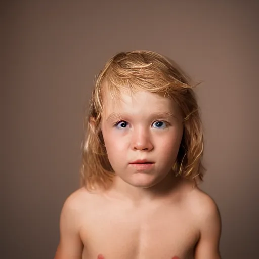 Image similar to A 35mm photograph of Thor as a kid, high details, medium shot, studio lighting