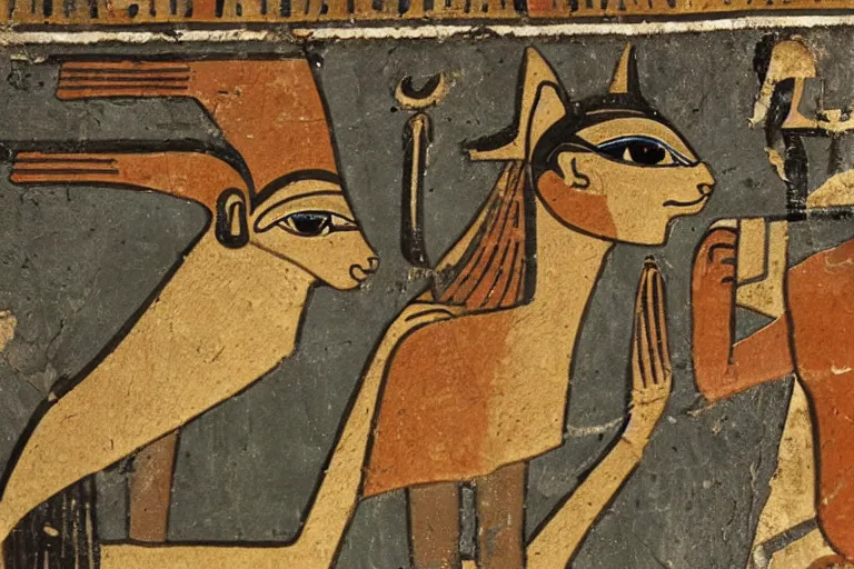 Image similar to cat, detail from an Ancient Egyptian mural