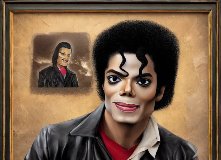Image similar to black michael jackson with pretzel hair, lowbrow, matte painting, 3 - d highly detailed, in the style of mark ryden,
