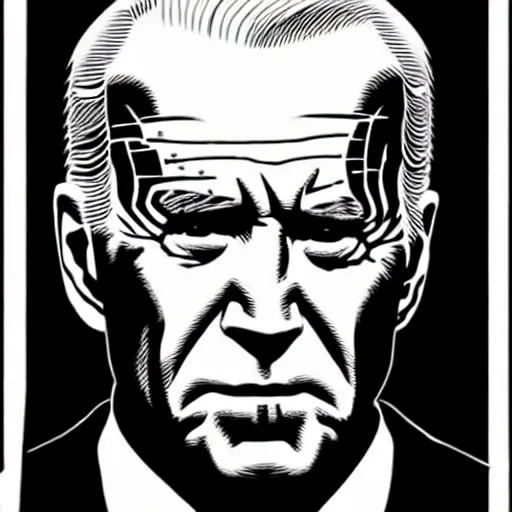 Image similar to Joe Biden looking sinister, by Tsutomu Nihei, highly detailed