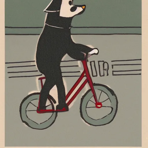 Image similar to illustration of a dog riding a bike in paris in the style of p. d. eastman