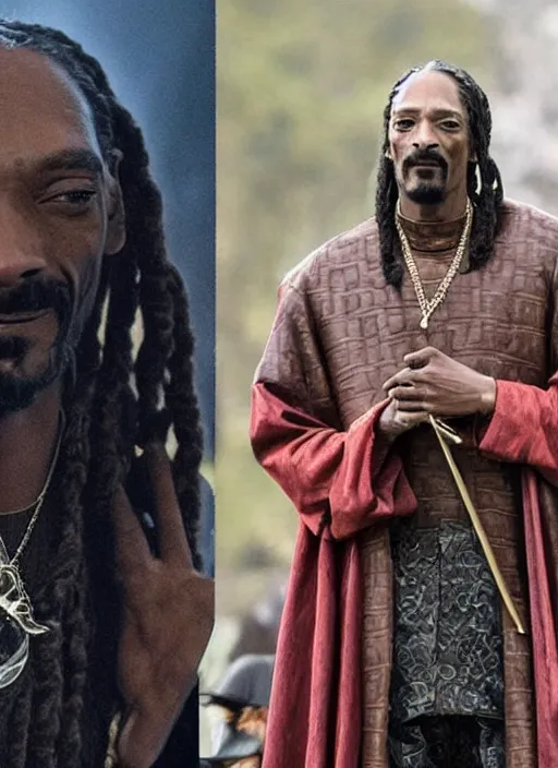 Prompt: Snoop dogg in the game of thrones universe