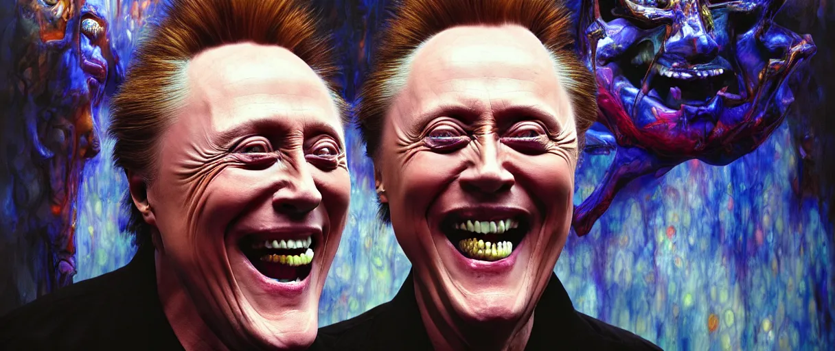 Prompt: abstract hyperrealist painting of christopher walken laughing at me concept art wayne barlowe hannah yata very dramatic lighting 8k wide angle shallow depth of field