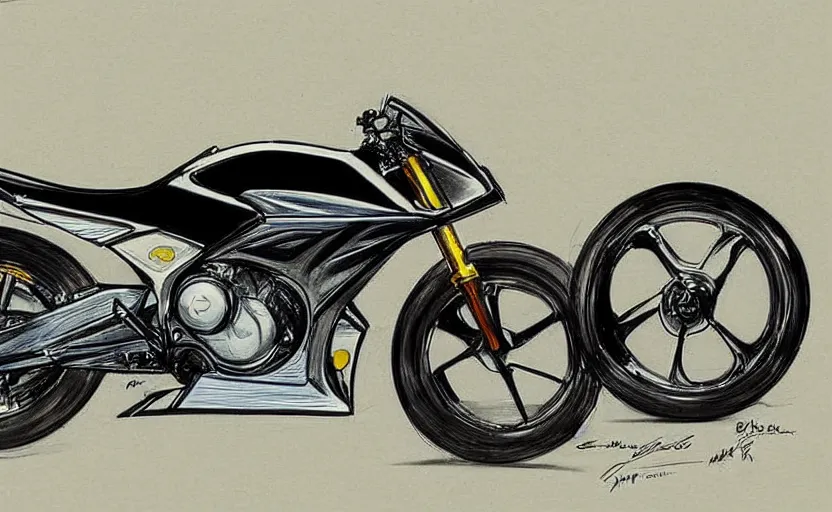 Image similar to 1 9 9 0 s yamaha sport motorcycle concept, sketch, art,