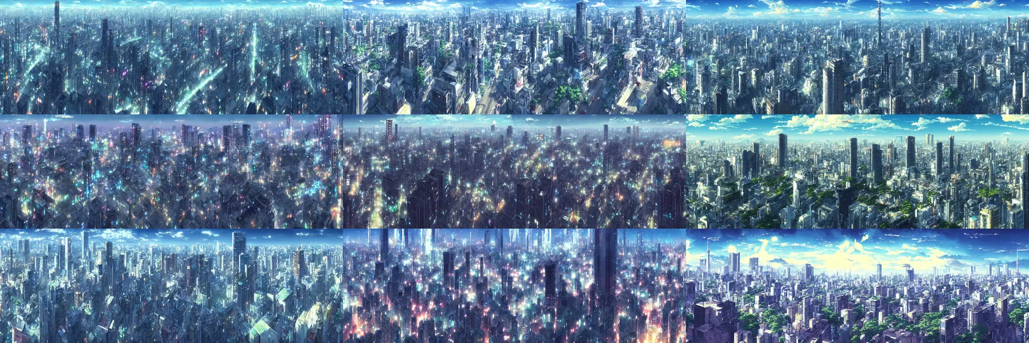 Prompt: a detailed matte painting of near-future Tokyo city from the makoto shinkai anime film kimi no ka wa, a city and highrise buildings, official art, cinematic view, HD wallpaper