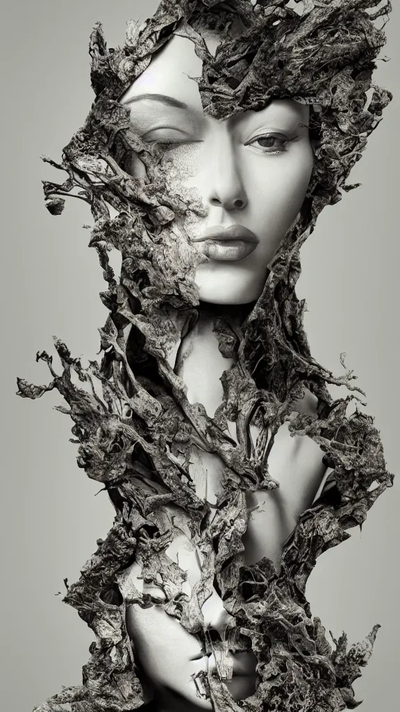 Image similar to tree by ingrid baars, octane render, 4 k, 8 k, sharp!, very very beautiful, stunning, twisted, vanishing, transparent, ethereal