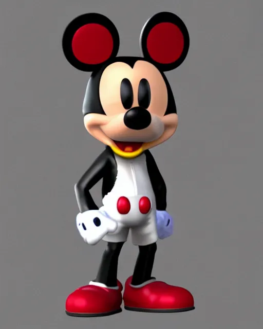 Image similar to full body 3d render of Micky mouse as a funko pop, studio lighting, white background, blender, trending on artstation, 8k, highly detailed