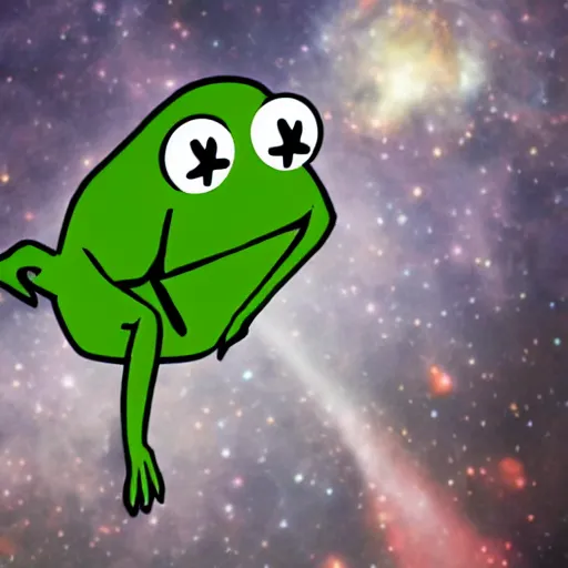 Image similar to Kermit the frog space overlord