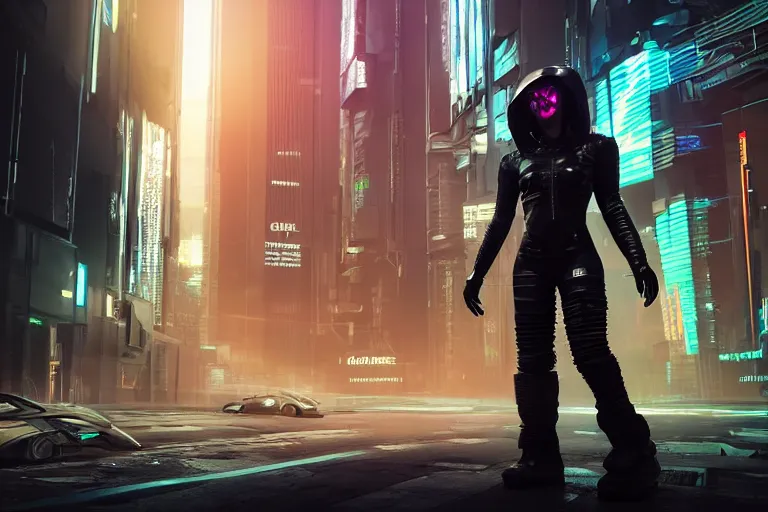 Image similar to cyberpunk alien concept inspired street, futuristic look, highly detailed body, very powerful, photorealistic camera shot, bright studio setting, studio lighting, crisp quality and light reflections, unreal engine 5 quality render