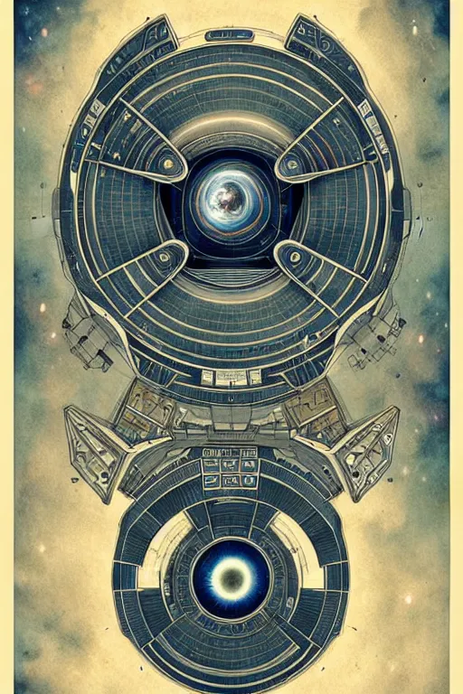 Image similar to design, symmetry, starship enterprise, borders, lines, decorations, muted colors, by jean - baptiste monge