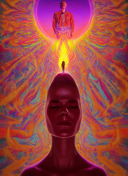 Image similar to portrait ultra dimensional cult girl shaman, accidentally tripping on dmt and acid, psychedelic experience, overwhelming psychosis of self realization and burning awakening, ultra high definition, unreal engine 5, hyperrealism, masterpiece composition, by casey weldon, barclay shaw