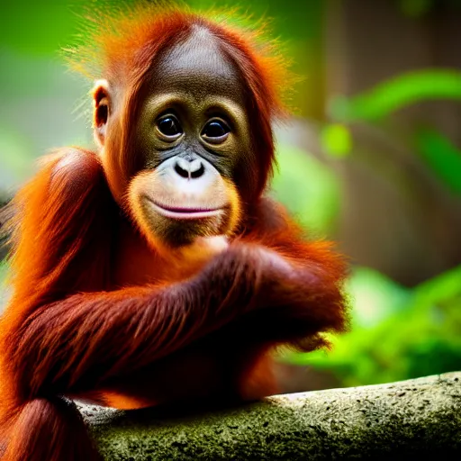 Image similar to pixel art of a baby orangutan 4 k, high resolution, still, landscape, hd, dslr, pixel art