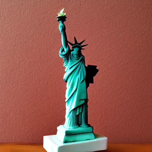 Prompt: the statue of liberty made of ivory