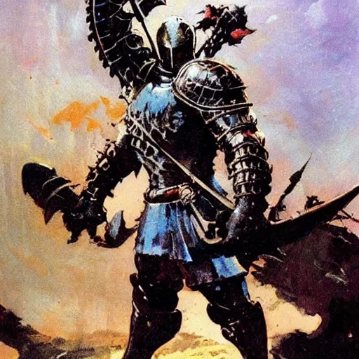 Image similar to knight by frank frazetta, cool