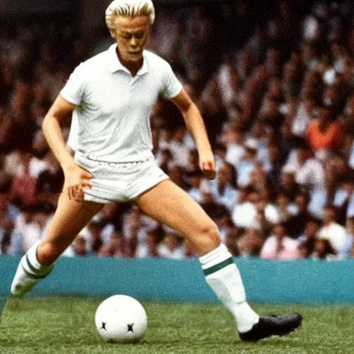 Prompt: geert wilders as soccer player in action, scoring goal