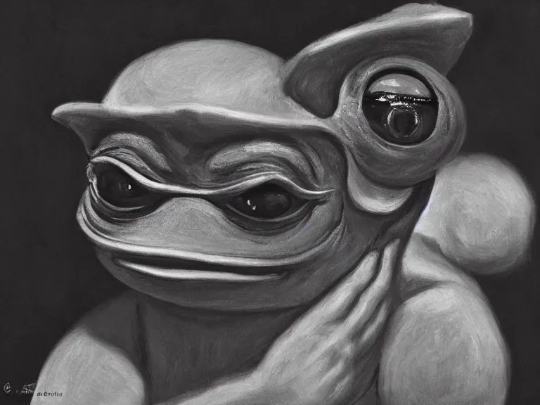 Prompt: portrait of Pepe the frog by Cecil Beaton, glamorous Hollywood style lighting, black and white, photorealistic