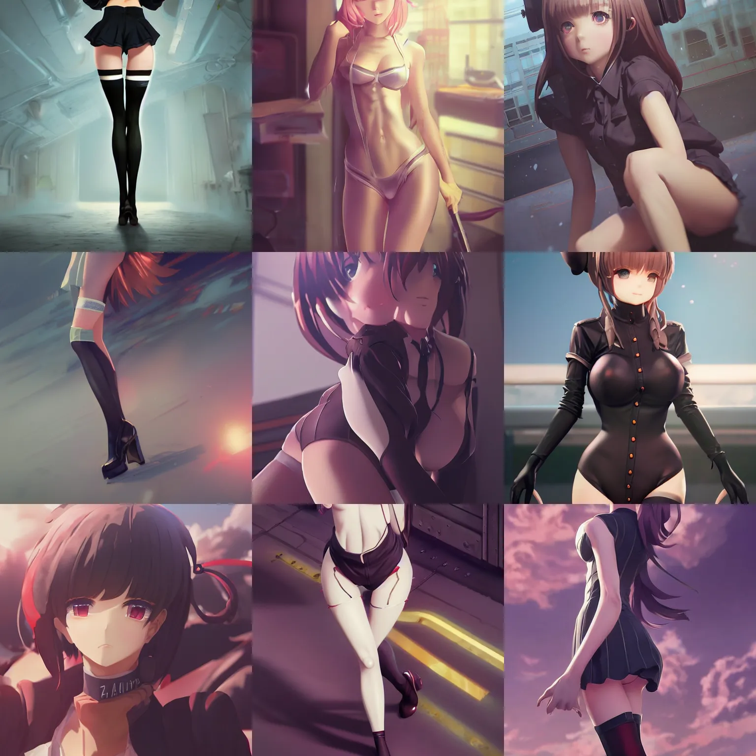 Prompt: worksafe. insanely detailed. by wlop, ilya kuvshinov, krenz cushart, greg rutkowski, pixiv. zbrush sculpt, octane, maya, houdini, vfx. pinup close - up gorgeous attractive cg anime thighhighs schoolgirl in luxury advertisement. cinematic dramatic atmosphere, sharp focus, volumetric lighting.