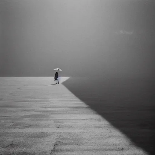 Prompt: an approaching shadow, black and white photography by fan ho