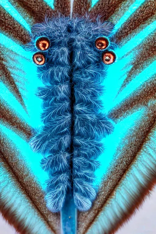 Image similar to high quality close-up photo sheer furry moth! jewelled gorgeous! highly detailed david ligare elson peter cinematic blue neon lighting high quality low angle hd 8k sharp shallow depth of field