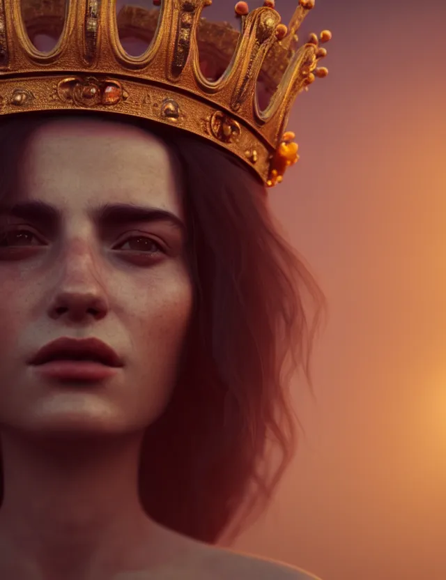 Image similar to blurred background. close-up portrait of a goddess in crown, by Aykut Aydogdu by Anka Zhuravleva and Alena Aenami, Atey Ghailan, octane render, unreal engine, cinematic counter light, high detail, octane render, 4k