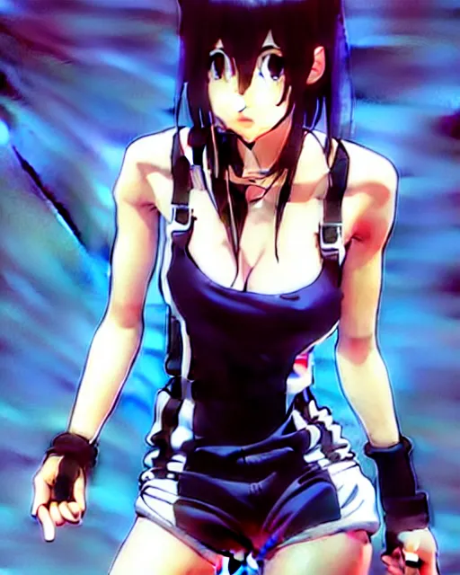 Image similar to tifa wearing tank suit, seductive pose and smile, room background | very very anime!!!, fine - face, audrey plaza, realistic shaded perfect face, fine details. anime. realistic shaded lighting poster by ilya kuvshinov katsuhiro otomo ghost, magali villeneuve, artgerm, jeremy lipkin and michael garmash and rob rey