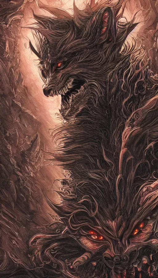 Image similar to Werewolf in London, by Ayami Kojima, studio ghibli, cinematic lighting, intricate, highly detailed, digital painting, trending on artstation, Illustration, epic scale