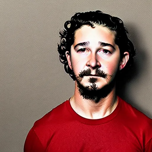 Image similar to uhd shia labeouf made entirely out of pieces of beef. photo by annie leibowitz