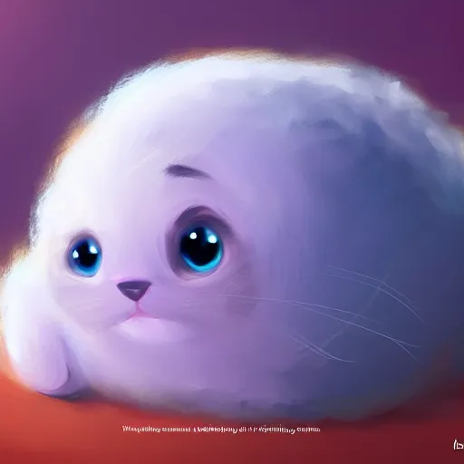 Image similar to cute kitty as a cloud, fluffy, pixar, concept art, digital art, painting