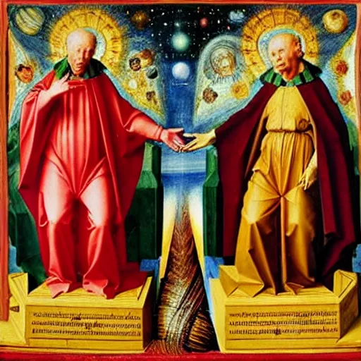 Image similar to creation of the universe by Hubert van Eyck and Jan van Eyck